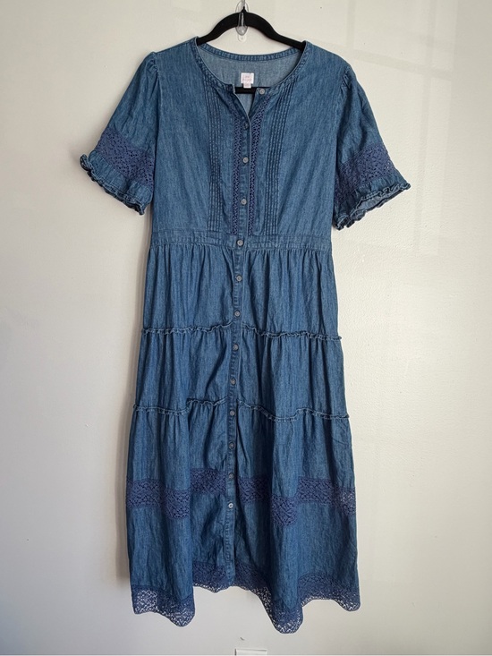 GAP Dresses & Skirts - Gap LoveShackFancy Blue Denim Button-Front Tiered Midi Dress
